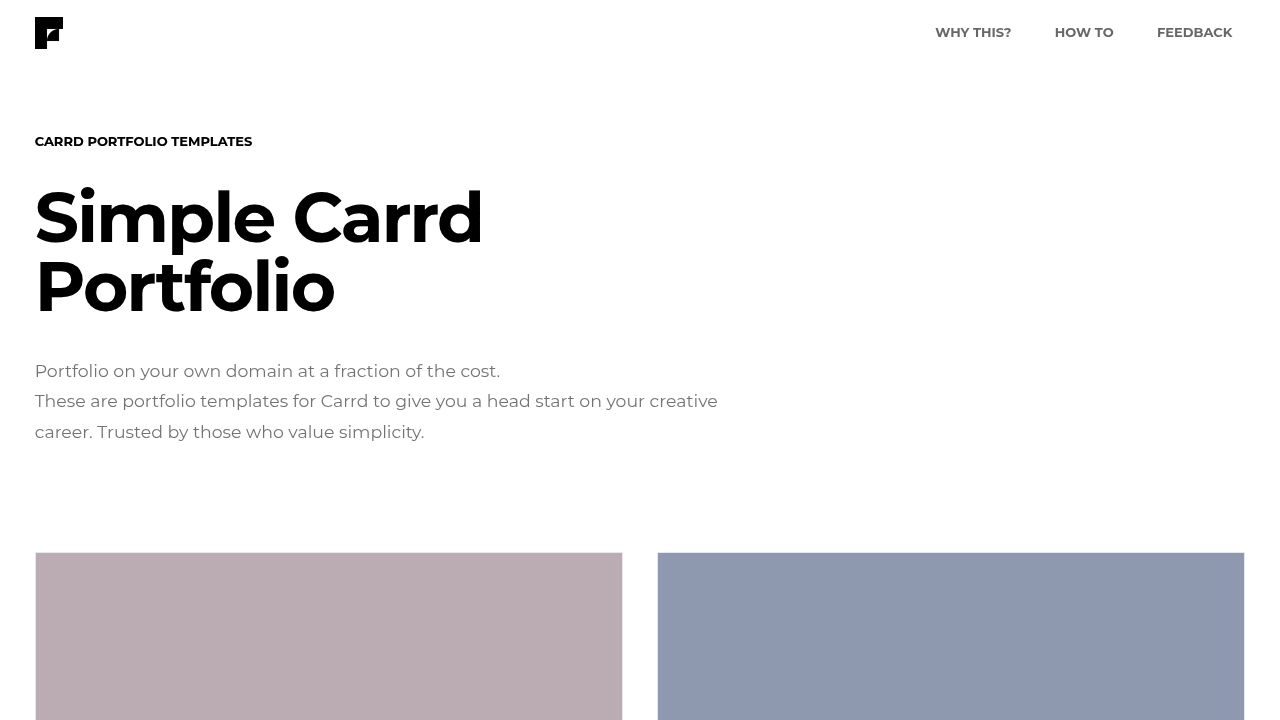 Carrd Portfolio Templates screenshot