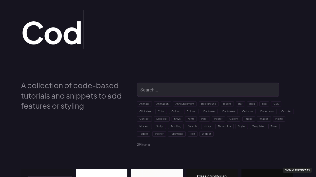 Code for Carrd by Mark Bowley screenshot