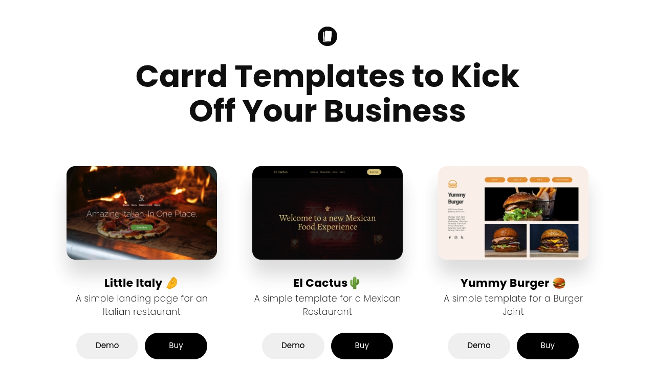 tinybuild Carrd Templates screenshot